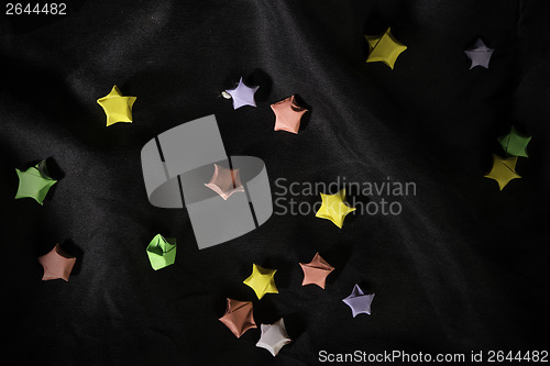 Image of Multicolor origami stars on back satin