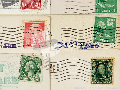 Image of Antique postcards and cancelled stamps