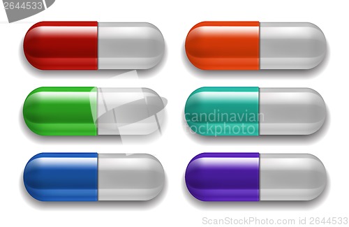 Image of Medical pills set, different colors