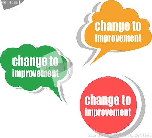 Image of change to imptovement. Set of stickers, labels, tags. Business banners, Template for infographics