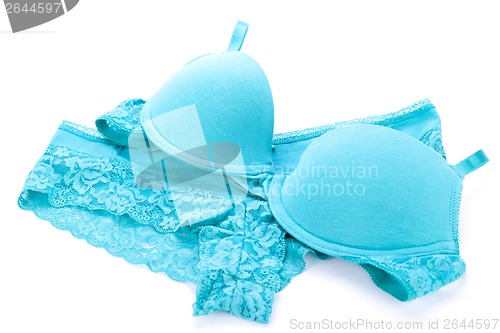 Image of Set of sexy turquoise blue lingerie