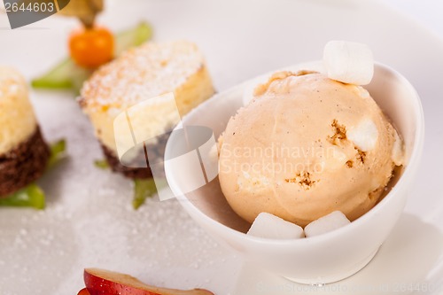 Image of Gourmet coffee blanc mange with gooseberry