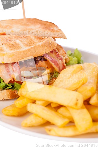 Image of Club sandwich with potato French fries