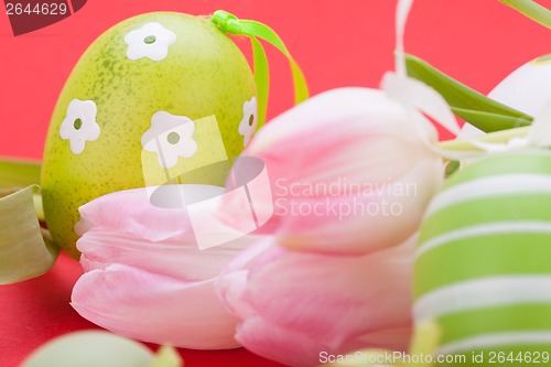 Image of beautiful easter egg decoration colorfull eggs seasonal pastel 