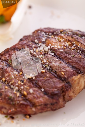 Image of Grilled beef steak with seasoning