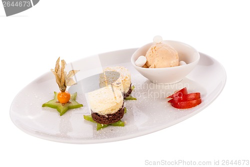 Image of Gourmet coffee blanc mange with gooseberry