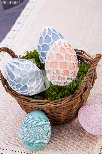 Image of beautiful easter egg decoration colorfull eggs 