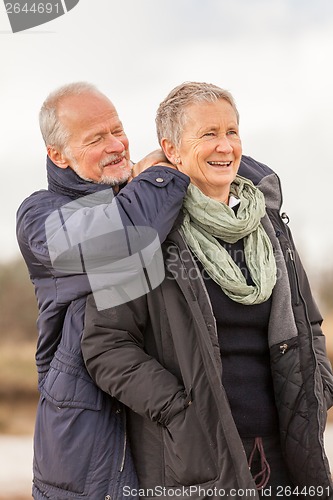 Image of happy senior couple elderly people together outdoor