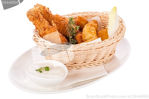 Image of Crisp crunchy golden chicken legs and wings