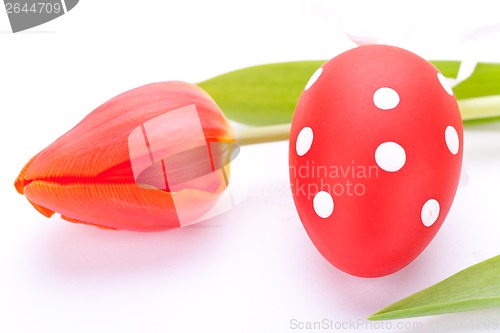 Image of Colourful red Easter still life