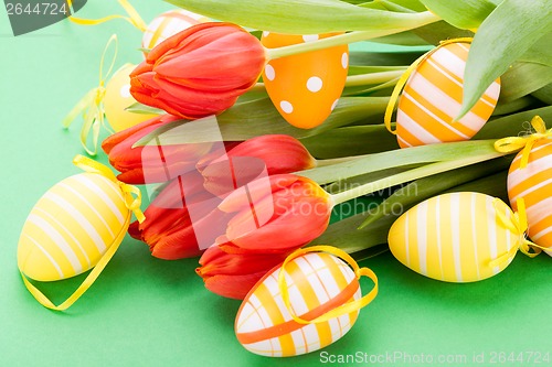 Image of Colourful red Easter still life