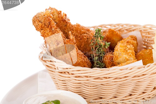 Image of Crisp crunchy golden chicken legs and wings