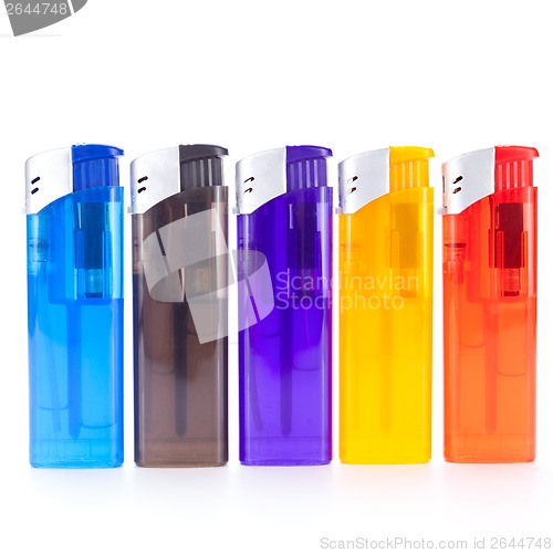 Image of Vividly coloured plastic lighters