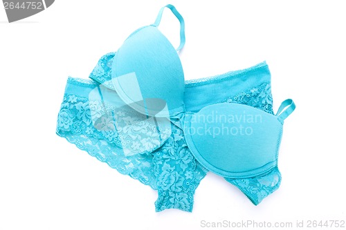 Image of Set of sexy turquoise blue lingerie
