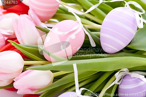 Image of beautiful easter egg decoration colorfull eggs seasonal pastel 