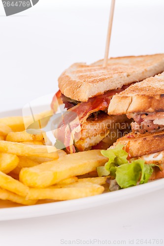 Image of Club sandwich with potato French fries