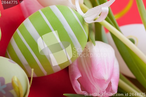 Image of beautiful easter egg decoration colorfull eggs seasonal pastel 