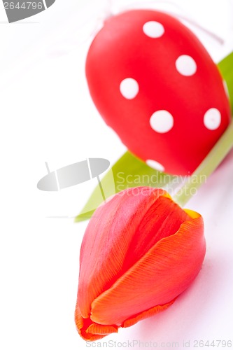 Image of Colourful red Easter still life