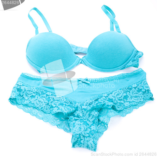 Image of Set of sexy turquoise blue lingerie