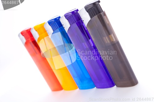 Image of Vividly coloured plastic lighters