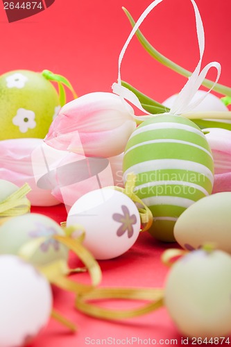 Image of beautiful easter egg decoration colorfull eggs seasonal pastel 