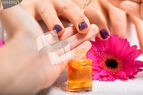 Image of manicure making in beauty spa salon