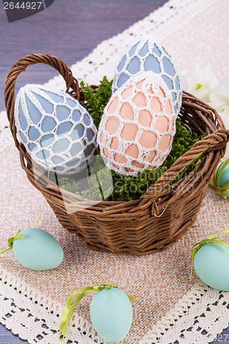 Image of beautiful easter egg decoration colorfull eggs 