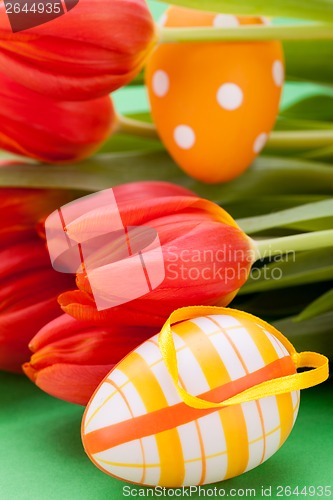 Image of Colourful red Easter still life