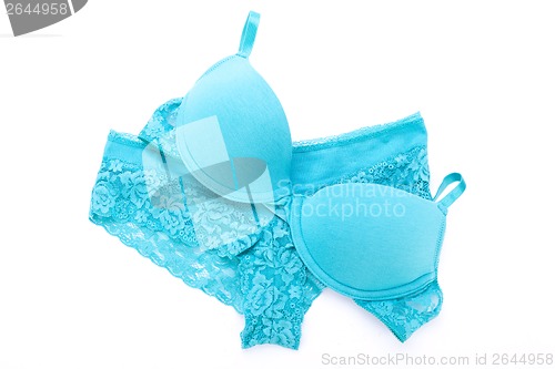 Image of Set of sexy turquoise blue lingerie