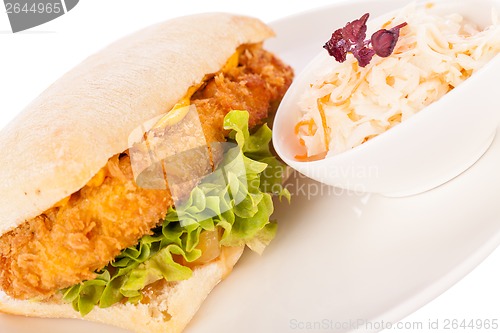 Image of Burger with golden crumbed chicken breast