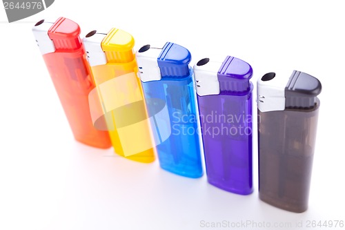 Image of Vividly coloured plastic lighters