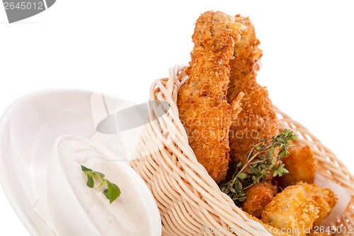 Image of Crisp crunchy golden chicken legs and wings