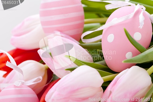 Image of beautiful easter egg decoration colorfull eggs seasonal pastel 