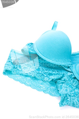 Image of Set of sexy turquoise blue lingerie