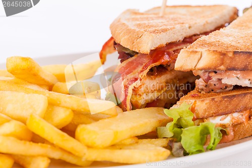 Image of Club sandwich with potato French fries