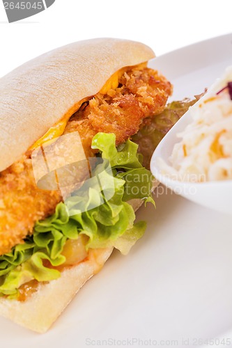 Image of Burger with golden crumbed chicken breast