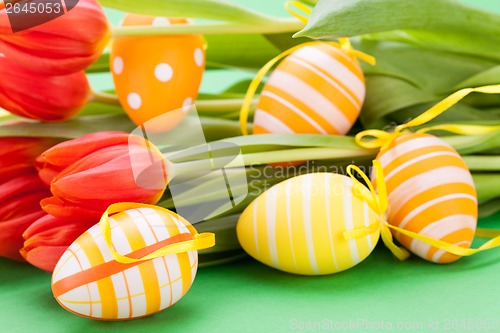 Image of Colourful red Easter still life