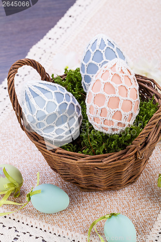 Image of beautiful easter egg decoration colorfull eggs 