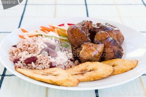 Image of Stewed Chicken with Rice and Vegetables - Jamaican Style