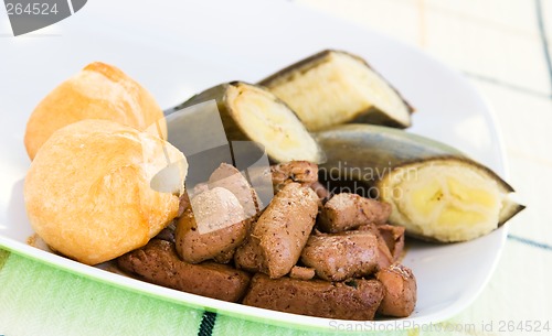 Image of Liver, fried dumplings and banana