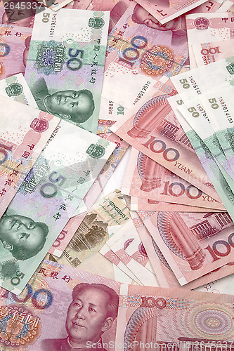 Image of Chinese currency - fifty and hundred yuan 