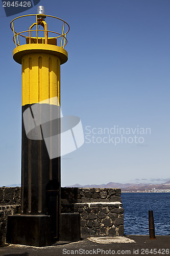 Image of lighthouse and h   arrecife teguise lanzarote spain