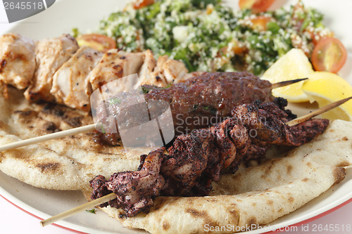 Image of Sumac kebab kofta and taouk plate