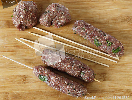 Image of Making kofta skewers high angle