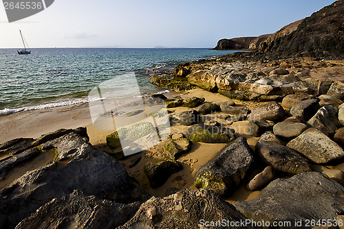 Image of coastline rock   waand summer in lanzarote spain