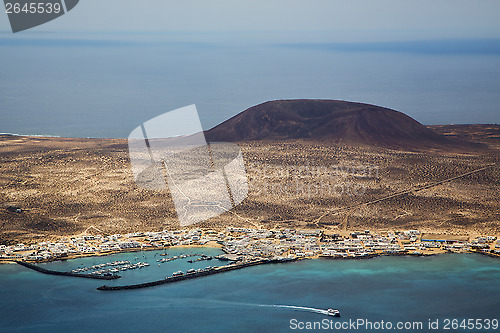 Image of harbor rock stone sky  spain graciosa miramar del rio