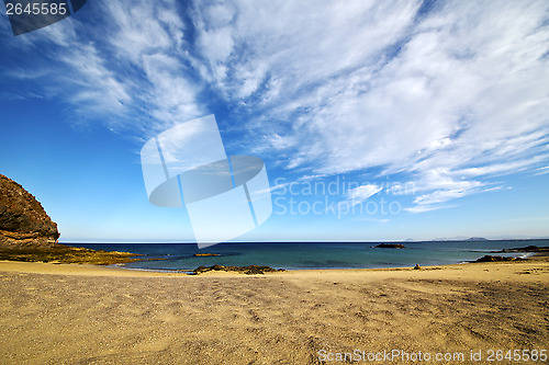 Image of spain sky cloud beach  and summer in lanzarote 