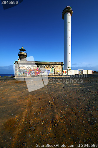 Image of lighthouse and arrecife teguise lanzarote spain