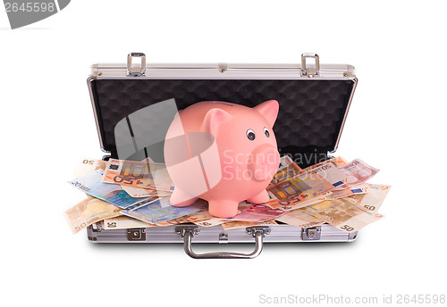 Image of Metal briefcase full of cash