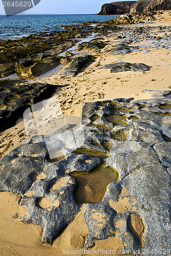 Image of in lanzarote spain  rock stone sky cl e